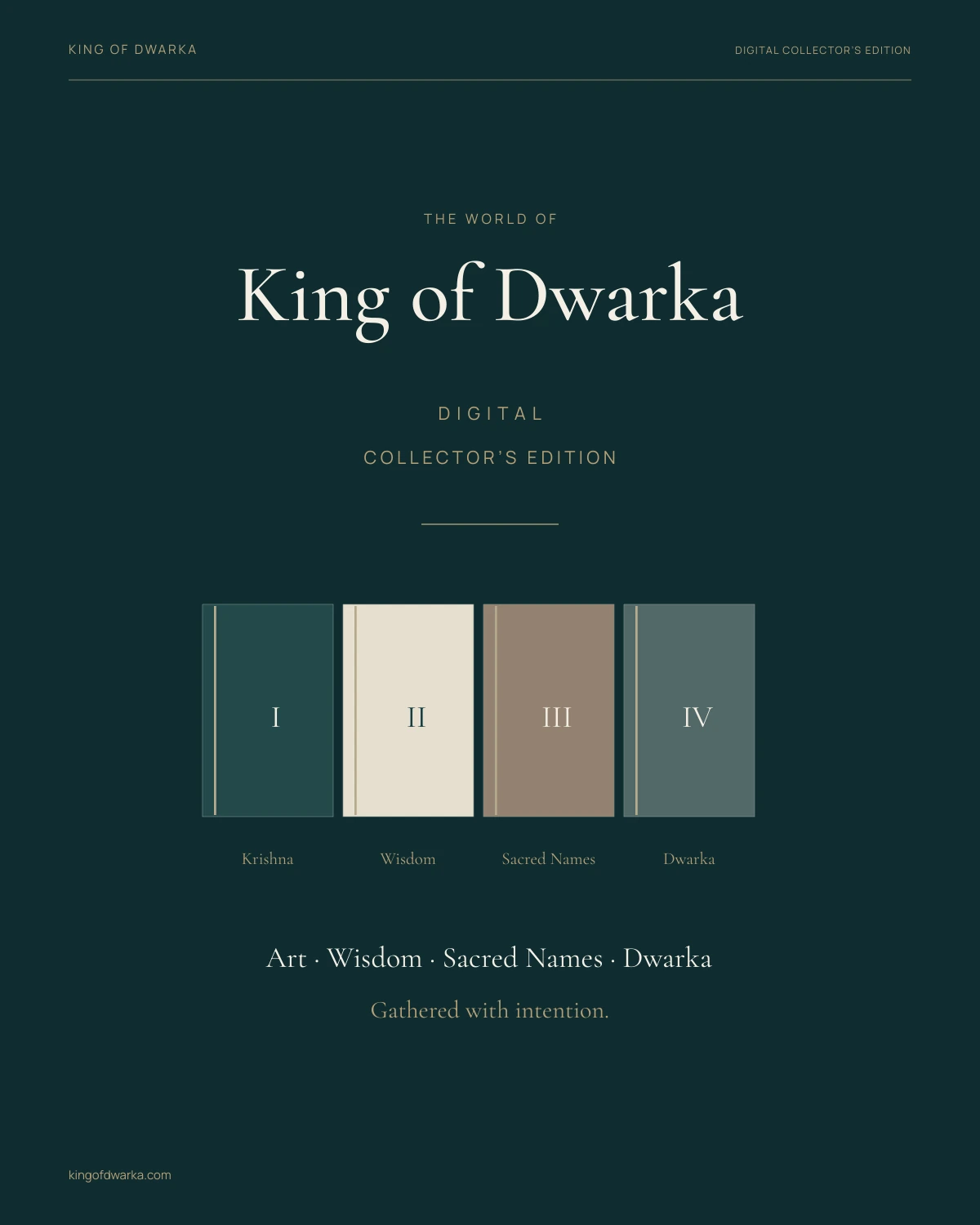 King of Dwarka Digital Collector’s Edition portfolio cover: Art, Wisdom, Sacred Names, Dwarka