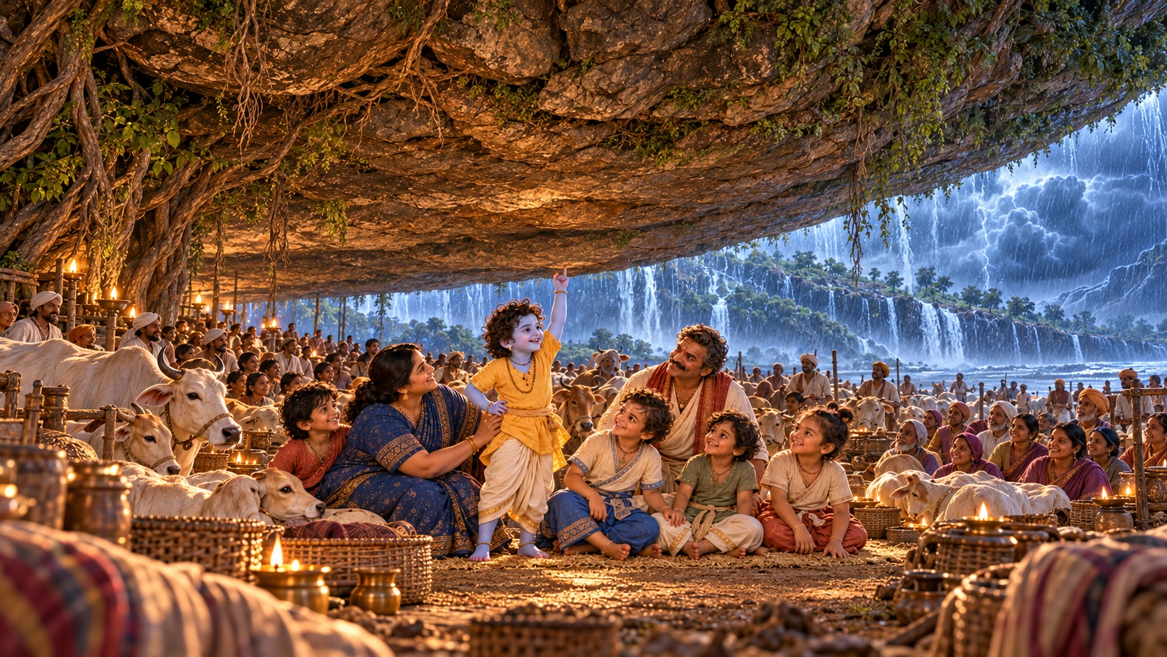 A scene from the Krishna Experience: Govardhan